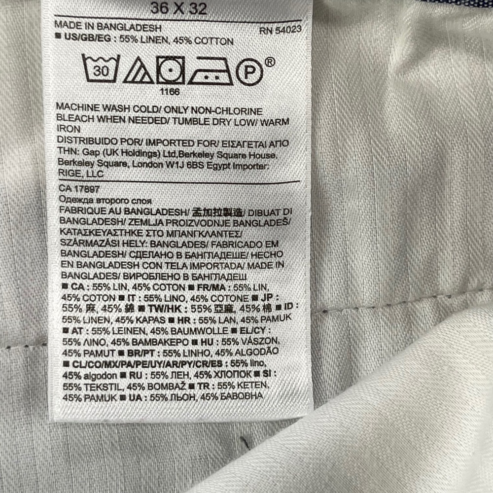 Banana Republic Aiden Chino Pants Mens 36x32 Gray Linen Cotton Slim Straight - Picture 4 of 13